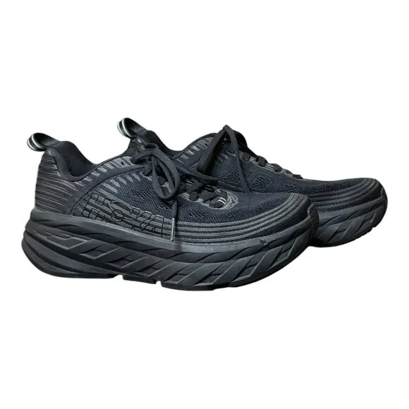 HOKA One One Bondi 6 Black Triple Black Marathon Running Shoes Women's Size 7