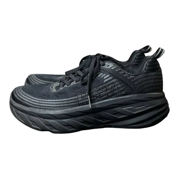HOKA One One Bondi 6 Black Triple Black Marathon Running Shoes Women's Size 7