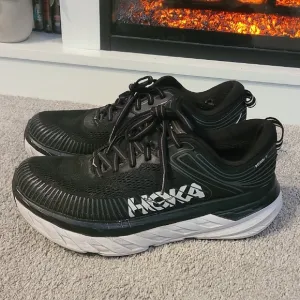 Hoka One One Bondi 7 Black and White Running Shoes Size 8.5D