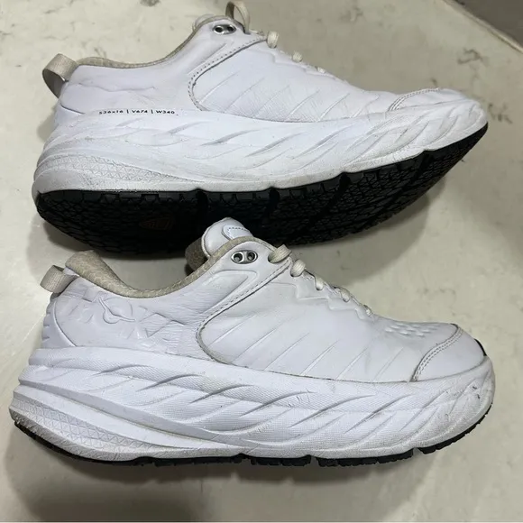 HOKA ONE ONE  Bondi Sr Womens White Leather Shoes Size 10