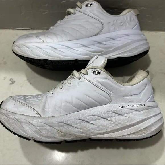 HOKA ONE ONE  Bondi Sr Womens White Leather Shoes Size 10