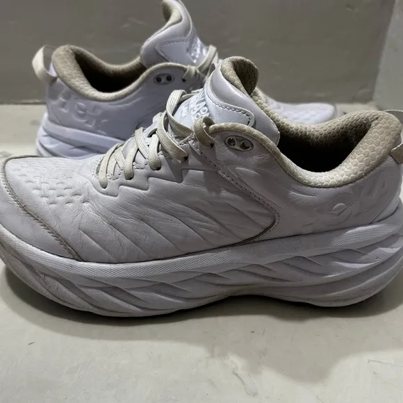 HOKA ONE ONE  Bondi Sr Womens White Leather Shoes Size 10