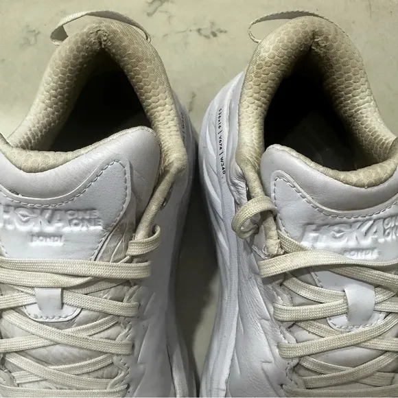 HOKA ONE ONE  Bondi Sr Womens White Leather Shoes Size 10