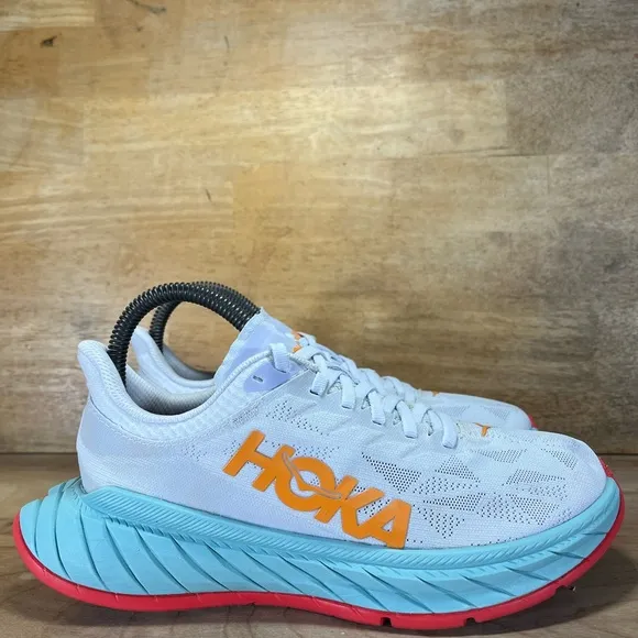 Hoka One One Carbon X 2 Womens Size 6 Running Shoes Sneakers White Orange Blaze