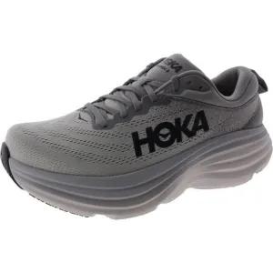 Hoka One One Mens Bondi 8 Gray Lace-Up Running &amp; Training Shoes Sneakers NWOB
