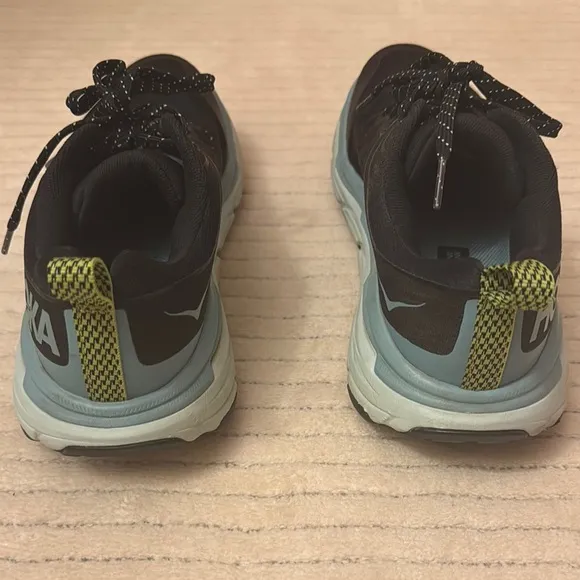 Hoka One One Navy Blue  and Green Athletic Shoes with Sleek Design