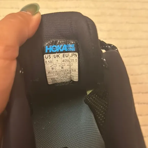 Hoka One One Navy Blue  and Green Athletic Shoes with Sleek Design