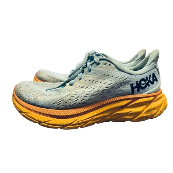 Hoka One One Shoes Womens Size 7 B Clifton 8 Blue Running Sneakers 1119394 SSIF