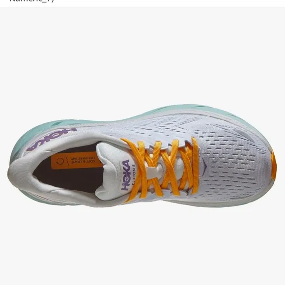 HOKA ONE ONE WMNS  CLIFTON 8 LACE UP RUNNING TRAINING SHOES blanc de blanc/white