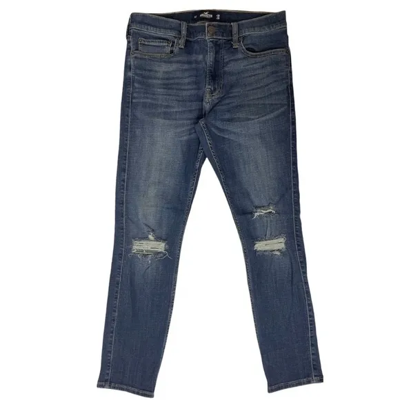 Hollister Mens Distressed Jeans Destroyed Medium Distress Wash Jean Size 32 x 30