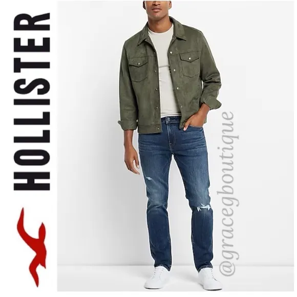 Hollister Mens Distressed Jeans Destroyed Medium Distress Wash Jean Size 32 x 30