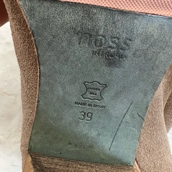 Hoss Intropia Anthropologie Suede Heeled Zipper Booties Natural Tan‎ Size 39/8
