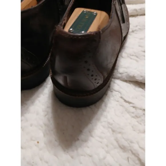 H.S. TRASK Men's 9 Bison Leather Oxford Shoes Lace-up Brown USA