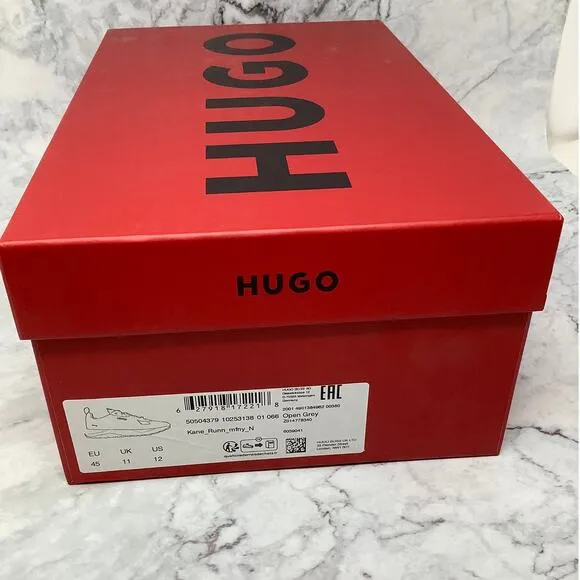 Hugo Boss Mens 12 Open Gray Kane Runner Trainers Sneaker Shoes Lace Up P2-16