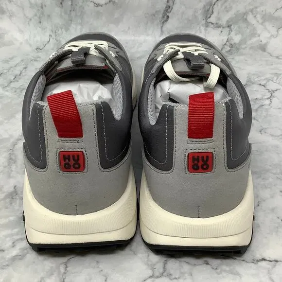 Hugo Boss Mens 12 Open Gray Kane Runner Trainers Sneaker Shoes Lace Up P2-16