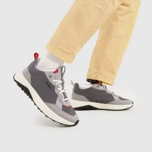Hugo Boss Mens 12 Open Gray Kane Runner Trainers Sneaker Shoes Lace Up P2-16