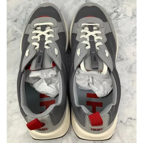 Hugo Boss Mens 12 Open Gray Kane Runner Trainers Sneaker Shoes Lace Up P2-16