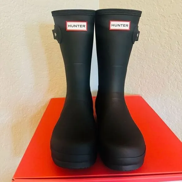 HUNTER Men's Original Short Waterproof Rain Boot, Rubber Black, Size 11, NWT