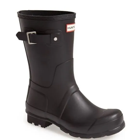 HUNTER Men's Original Short Waterproof Rain Boot, Rubber Black, Size 11, NWT