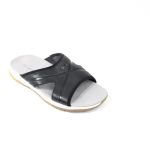 Hush Puppies Puli Mens Leather Slides Leather Sandal Casual Black Shoe 9.5 wide