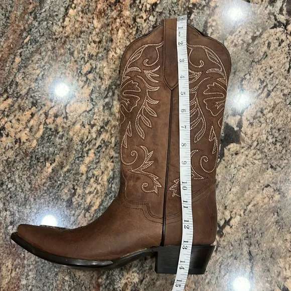 J B. Dillion Ponderosa Women’s Western Cowboy Boot Brown SZ 8