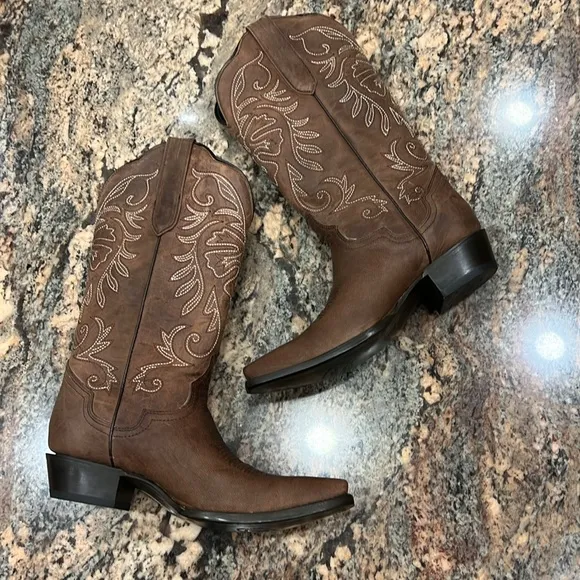 J B. Dillion Ponderosa Women’s Western Cowboy Boot Brown SZ 8