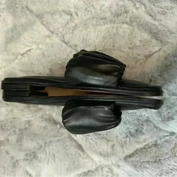 J Crew Menorca Scrunchie Strap Leather Slides | Black | Size 9 | Minimalist