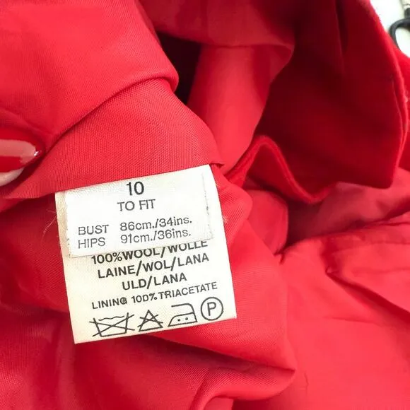 JAEGER Wool Blazer Red Size 10 Made in Great Britain Vintage Old Money Classic