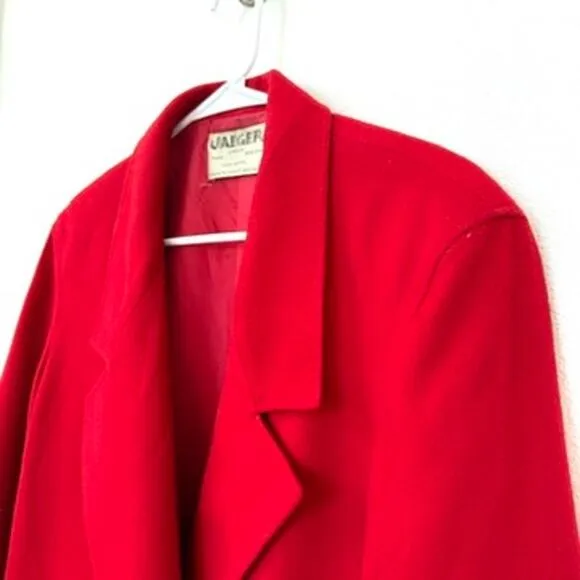 JAEGER Wool Blazer Red Size 10 Made in Great Britain Vintage Old Money Classic