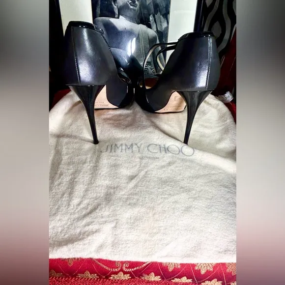 ~Jimmy Choo Colorblock Mary Jane High  Heels with Duster Bag