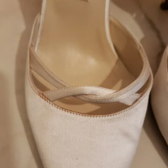 Jimmy Choo Silver and White Heels Sleek  Dust bag