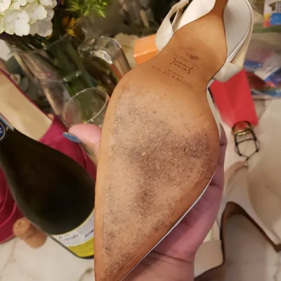 Jimmy Choo Silver and White Heels Sleek  Dust bag