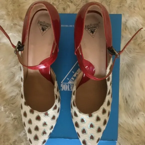 John Fluevog calf hair shoes size 12  W 10 M New