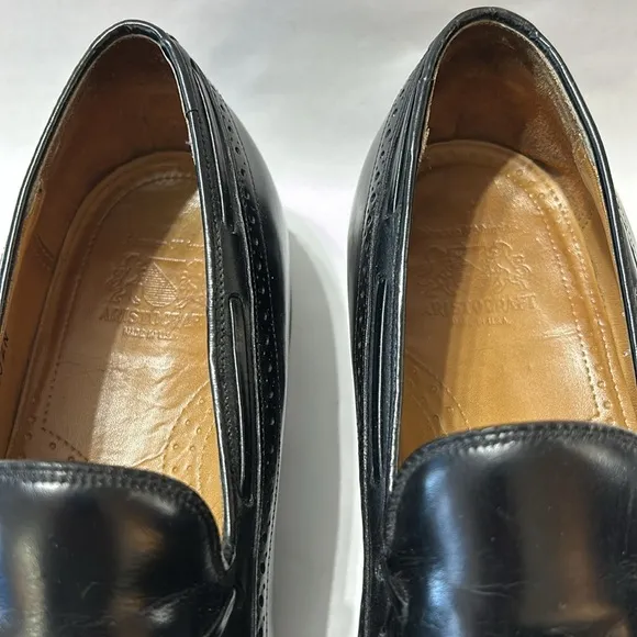 Johnston &amp; Murphy Aristocraft Men Black Leather Tassel Dress Shoe Slip On 9 1/2D