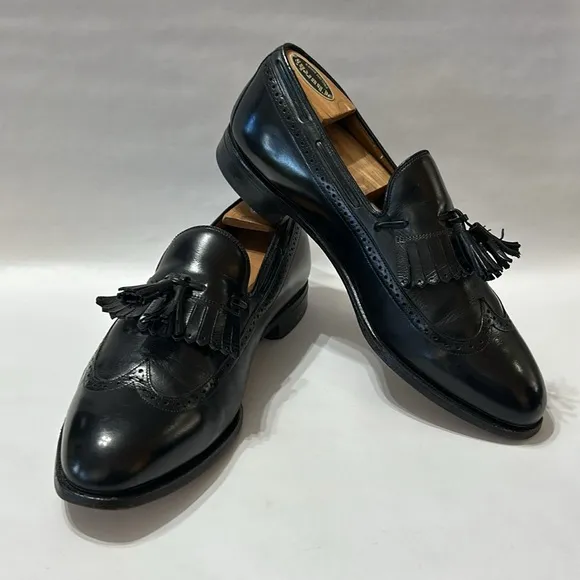 Johnston &amp; Murphy Aristocraft Men Black Leather Tassel Dress Shoe Slip On 9 1/2D