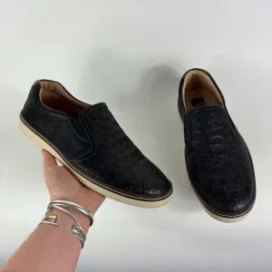 Johnston &amp; Murphy McGuffey Woven Casual Shoes Men's 9 Black Leather Sneakers
