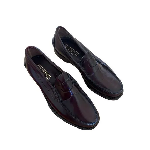 Johnston &amp; Murphy Mens Brown Moc Toe Slip On Leather Loafer Dress Shoes Size 8