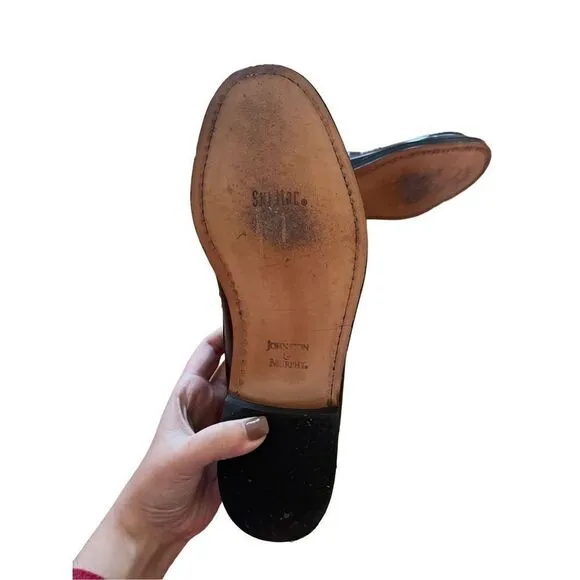 Johnston &amp; Murphy Mens Brown Moc Toe Slip On Leather Loafer Dress Shoes Size 8