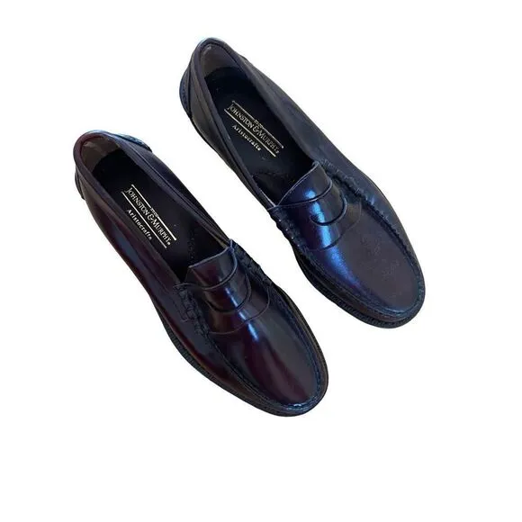 Johnston &amp; Murphy Mens Brown Moc Toe Slip On Leather Loafer Dress Shoes Size 8