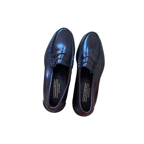 Johnston &amp; Murphy Mens Brown Moc Toe Slip On Leather Loafer Dress Shoes Size 8