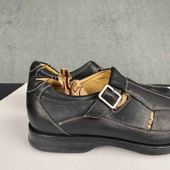Johnston &amp; Murphy Men's Size 12M Black Slip On  Strapped Casual Shoes Leather