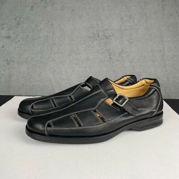 Johnston &amp; Murphy Men's Size 12M Black Slip On  Strapped Casual Shoes Leather