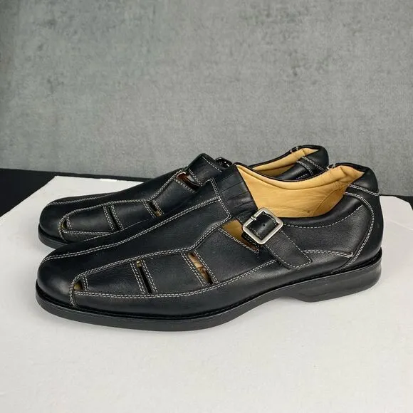 Johnston &amp; Murphy Men's Size 12M Black Slip On  Strapped Casual Shoes Leather