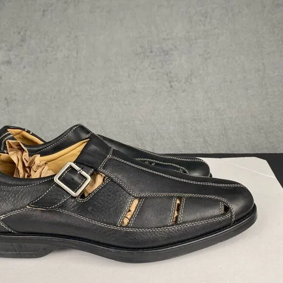 Johnston &amp; Murphy Men's Size 12M Black Slip On  Strapped Casual Shoes Leather