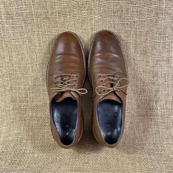 Johnston &amp; Murphy oxford‘s brown tie up dress shoe casual mens size 8M