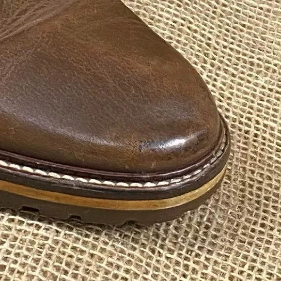 Johnston &amp; Murphy oxford‘s brown tie up dress shoe casual mens size 8M