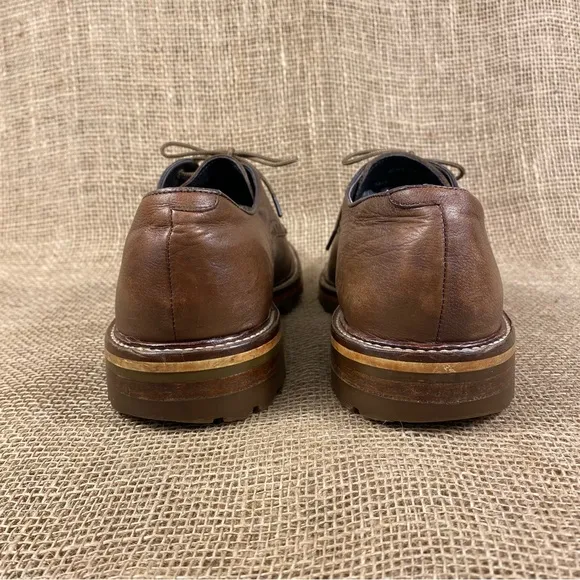Johnston &amp; Murphy oxford‘s brown tie up dress shoe casual mens size 8M