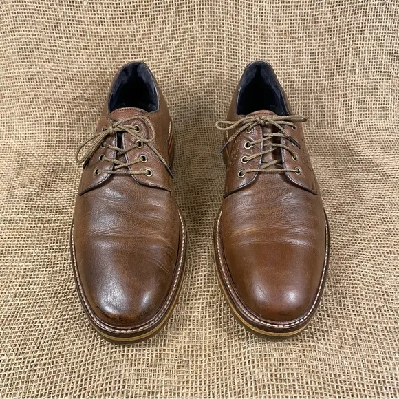 Johnston &amp; Murphy oxford‘s brown tie up dress shoe casual mens size 8M