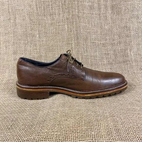 Johnston &amp; Murphy oxford‘s brown tie up dress shoe casual mens size 8M