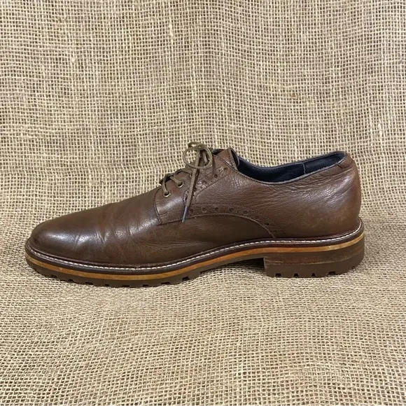 Johnston &amp; Murphy oxford‘s brown tie up dress shoe casual mens size 8M
